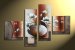 Wieco Art 4-Piece Elegant Flowers Stretched and Framed Hand-Painted Modern Canvas Wall Art